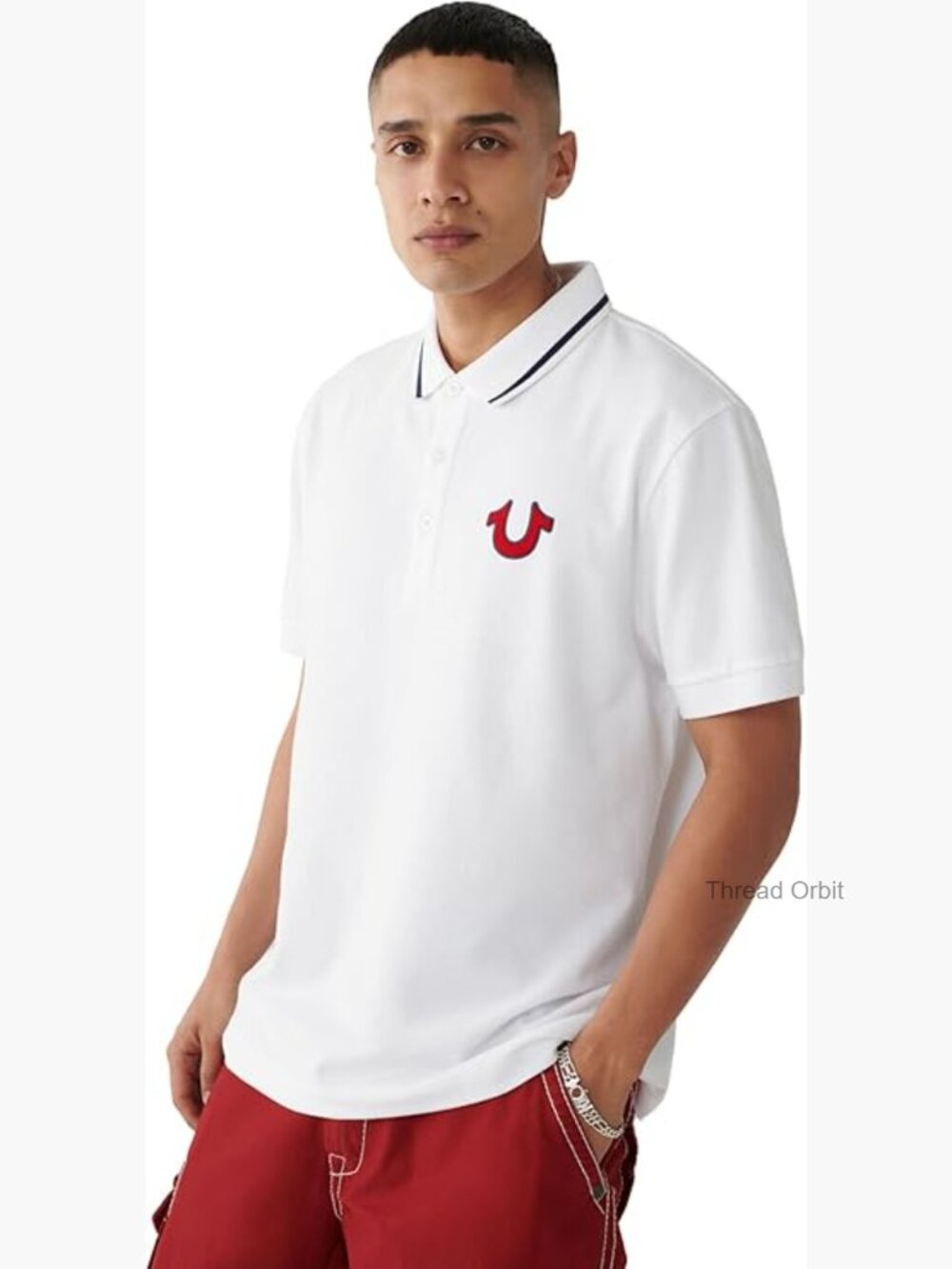 Men's JV7 Tipped Polo – Short Sleeve Cut & Sew Knit Polo Shirt with Contrast